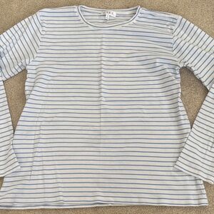 LAKE White and Blue Striped Long Sleeve Tee